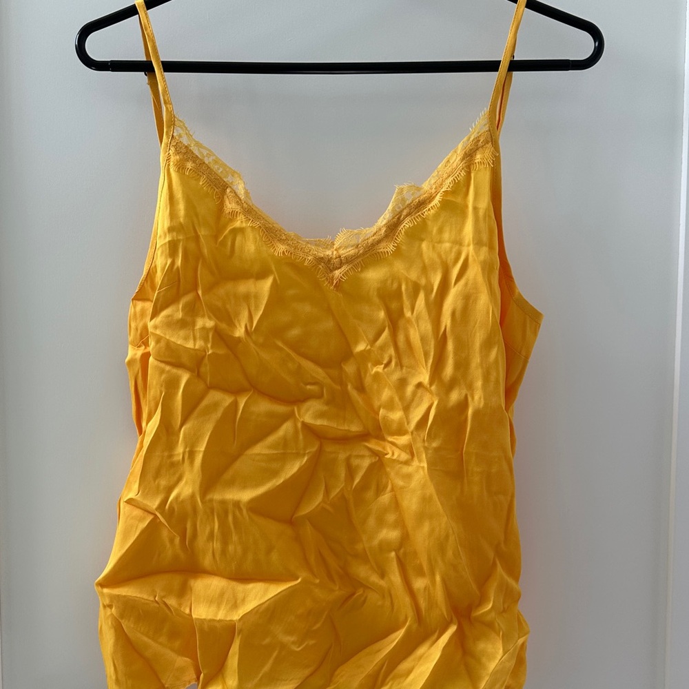 Yellow Lace Trim Cami Top